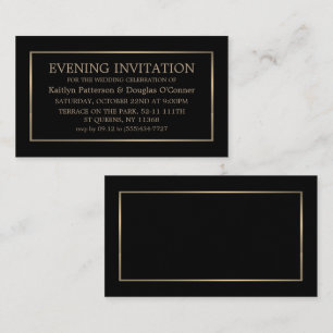 Carte De Visite Evénement de soirée Black & Gold moderne Invitatio