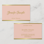 Carte De Visite Événement moderne manuscrit Script élégant rose Or (Devant / Derrière)