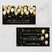 Carte De Visite Événement noir du planificateur de fête de ballon (Devant / Derrière)