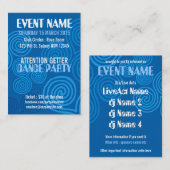 Carte De Visite EVÉNEMENT PARTY Blue Swirls Mini Flyers (Devant / Derrière)