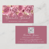 Carte De Visite Evénement Planner Drivers Rose QR Code Logo Floral (Devant / Derrière)
