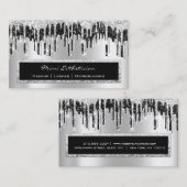 Carte De Visite Événement professionnel Eyelash Rose Silver Black (Devant / Derrière)