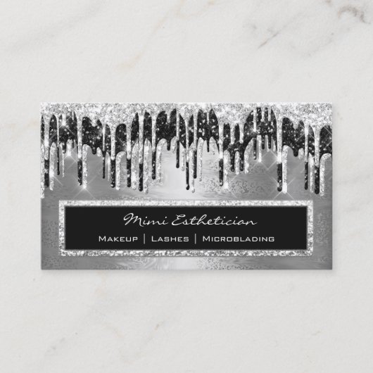 Carte De Visite Événement professionnel Eyelash Silver Black Drive (Devant)