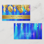 Carte De Visite Événements Balloirs de fête | Abstrait bleu Confet (Devant / Derrière)