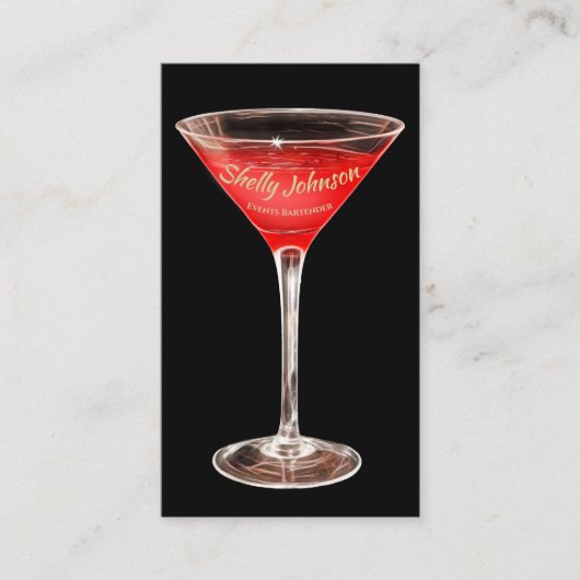 Carte De Visite Événements Bartender Modern Rouge Liquide verre (Devant)