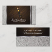 Carte De Visite Événements / Cuir et bois blancs / Ajustement arge (Devant / Derrière)