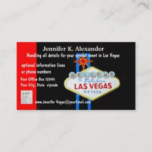 Carte De Visite Événements de planificateur de partie de Las Vegas