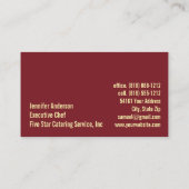 Carte De Visite Événements de service de traiteur (Dos)