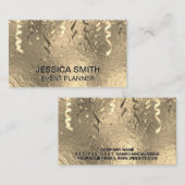 Carte De Visite Événements Parti Popper et Confetti | Fond d'or (Devant / Derrière)