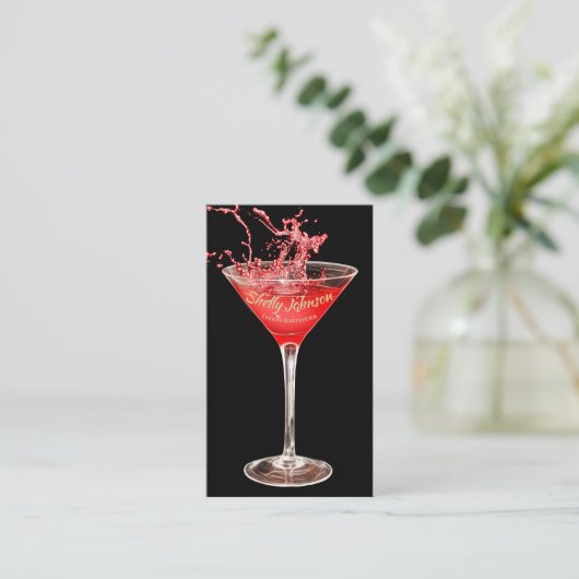 Carte De Visite Événements tendance Bartender Edgy Red Splash (Debout devant)