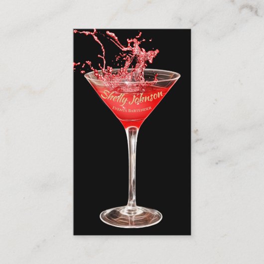 Carte De Visite Événements tendance Bartender Edgy Red Splash (Devant)