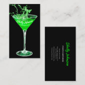 Carte De Visite Événements tendance Bartender Neon Green Splash (Devant / Derrière)