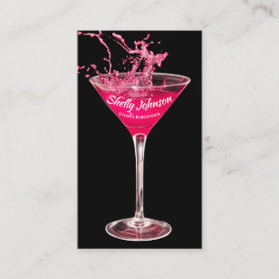 Carte De Visite Événements tendance Bartender Neon Hot Pink Splash
