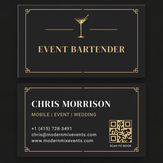Carte De Visite Event Bartender QR Code Professional
