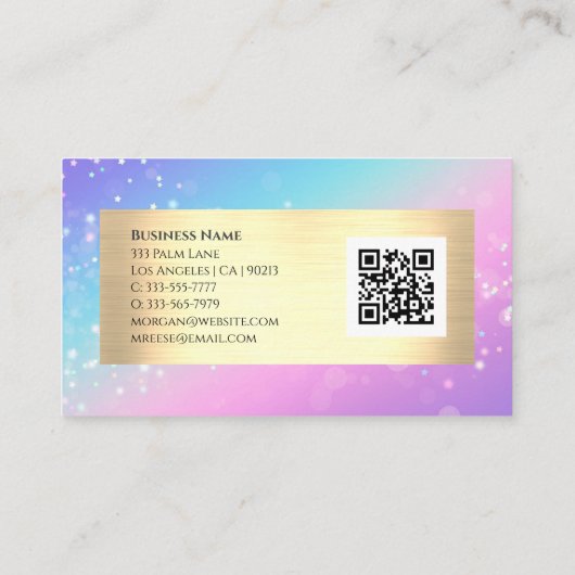 Carte De Visite Event Planner, Bokeh Star, QR Code, (Dos)