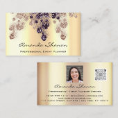 Carte De Visite Event Planner Couch QrCode Photo Logo Marine Gold (Devant / Derrière)