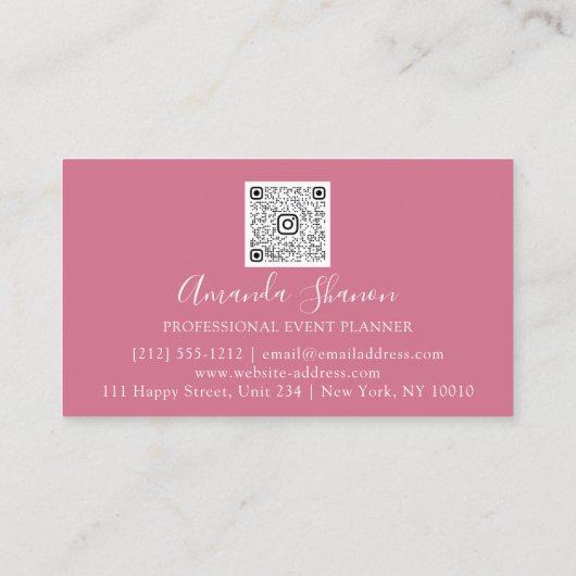 Carte De Visite Event Planner Drivers Rose QR Code Logo rose (Dos)