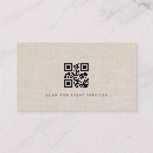 Carte De Visite Event Planner Luxury Neutral Linen QR Code (Dos)