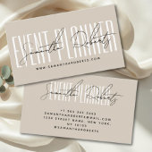 Carte De Visite Event planner modern typography script beige