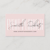 Carte De Visite Event planner modern typography script blush pink (Devant)