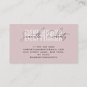 Carte De Visite Event planner modern typography script dusty pink (Dos)