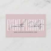 Carte De Visite Event planner modern typography script dusty pink (Devant)
