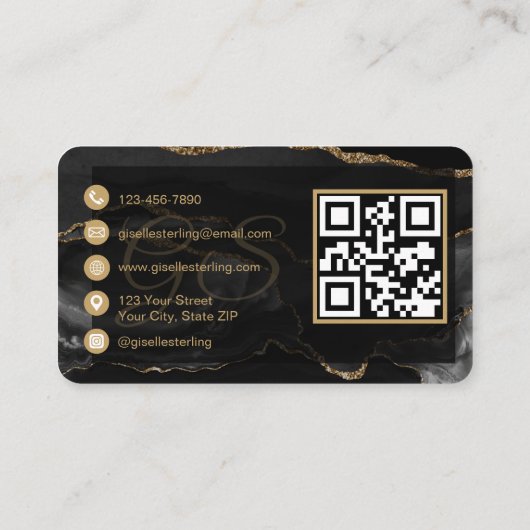 Carte De Visite Event Planner QR Code Black Gold (Dos)