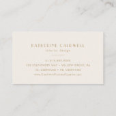 Carte De Visite EVERLY Art Déco Crème et Or (Dos)