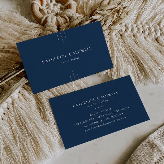 Carte De Visite EVERLY Classic Modern Art Deco Navy Blue