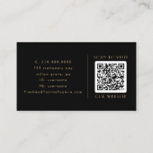 Carte De Visite EVERLY Élégant Code QR noir et or Art Déco (Dos)