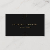 Carte De Visite EVERLY Élégant Code QR noir et or Art Déco (Devant)