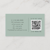 Carte De Visite EVERLY Modern Classic Art Deco Sage Green QR Code (Dos)