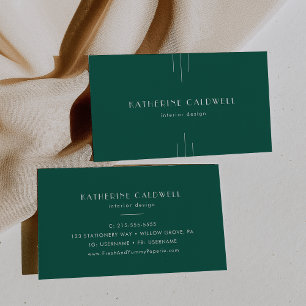 Carte De Visite EVERLY Ton de bijou Art déco Vert émeraude