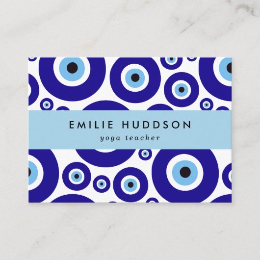 Carte De Visite Evil Eye Pattern, Greek Eye, Nazar, Yoga Teacher (Devant)
