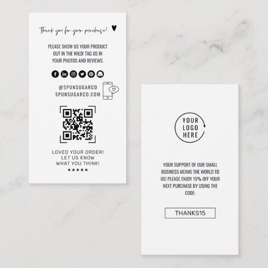 Carte De Visite Examen de numérisation de code QR Nous | Merci du (Devant / Derrière)