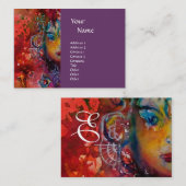 Carte De Visite EXCALIBUR monogramme violet fuchsia rouge rose ble (Devant / Derrière)