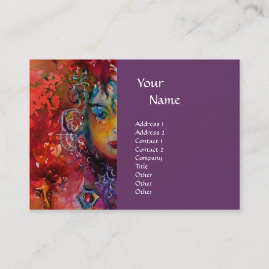 Carte De Visite EXCALIBUR monogramme violet fuchsia rouge rose ble (Devant)