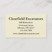Carte De Visite Excavateur (Dos)