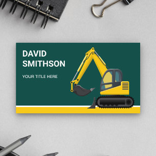 Carte De Visite Excavateur à bulles de construction vert foncé