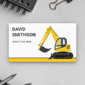Carte De Visite Excavateur Bulldozer de construction blanche