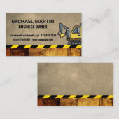 Carte De Visite Excavateur | Construction | Cuir en bois (Devant / Derrière)