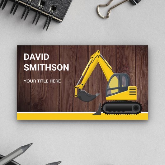 Carte De Visite Excavateur de bulldozer de construction de bois ru