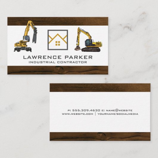 Carte De Visite Excavateur de véhicules de construction | Logo imm (Devant / Derrière)