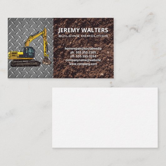 Carte De Visite Excavateur | Industrie métallurgique du sol (Devant / Derrière)