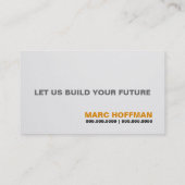 Carte De Visite Excavateurs de construction du chef de bâtiment (Dos)