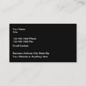 Carte de visite Excavateurs de matériel de constru (Dos)