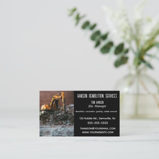 Carte De Visite Excavation de démolition modifiable (Debout devant)