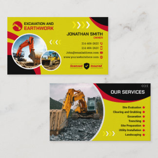 Carte De Visite Excavation, Défrichage, Construction, Terrain