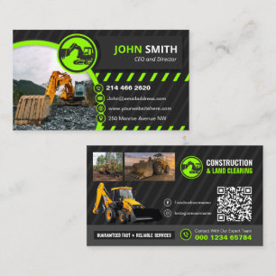 Carte De Visite Excavation, paillis, défrichage, Construction