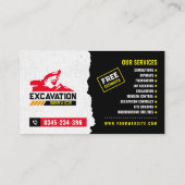 Carte De Visite Excavation, paillis, défrichage, Construction (Dos)